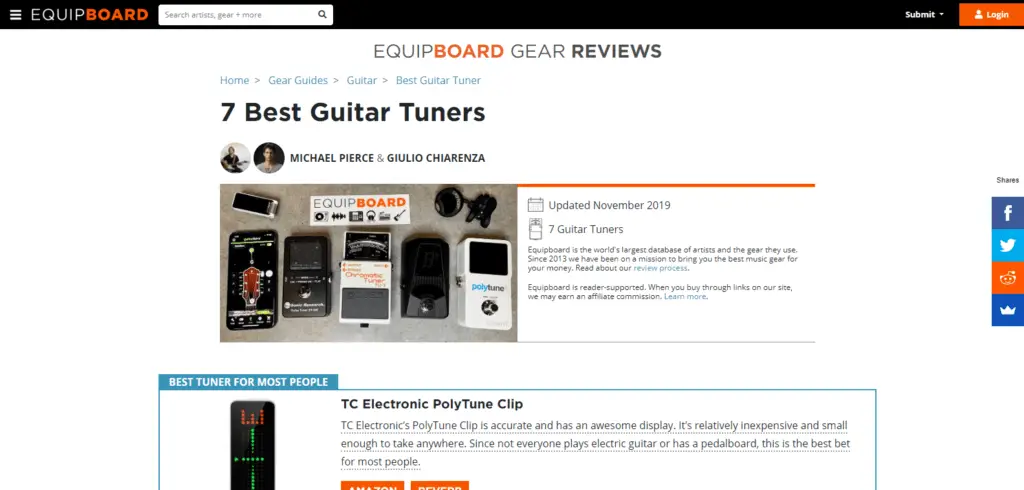 Equipboard - 7 Best Guitar Tuners