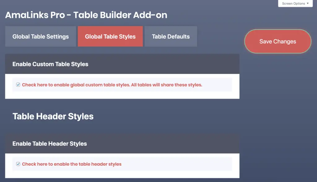 amalinks pro table builder example