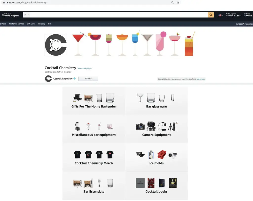 Cocktail Chemistry Amazon Influencer Storefront