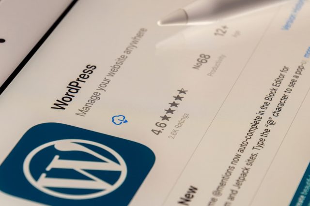 A tablet open on the WordPress app