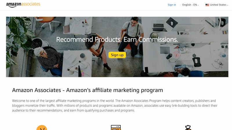 The Amazon Associates Central homepage